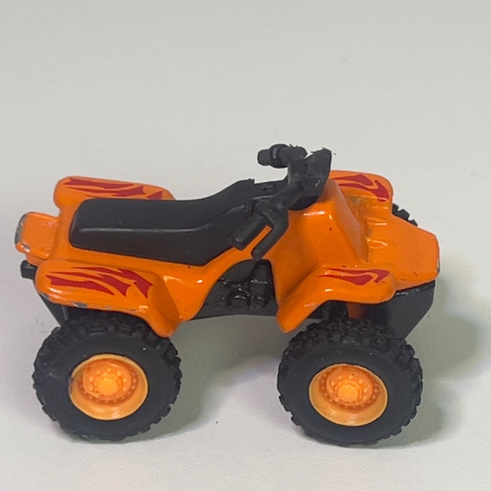 Maisto Diecast ATV Quad Bike Orange with Red Flames 1.5 Inch Miniature Toy